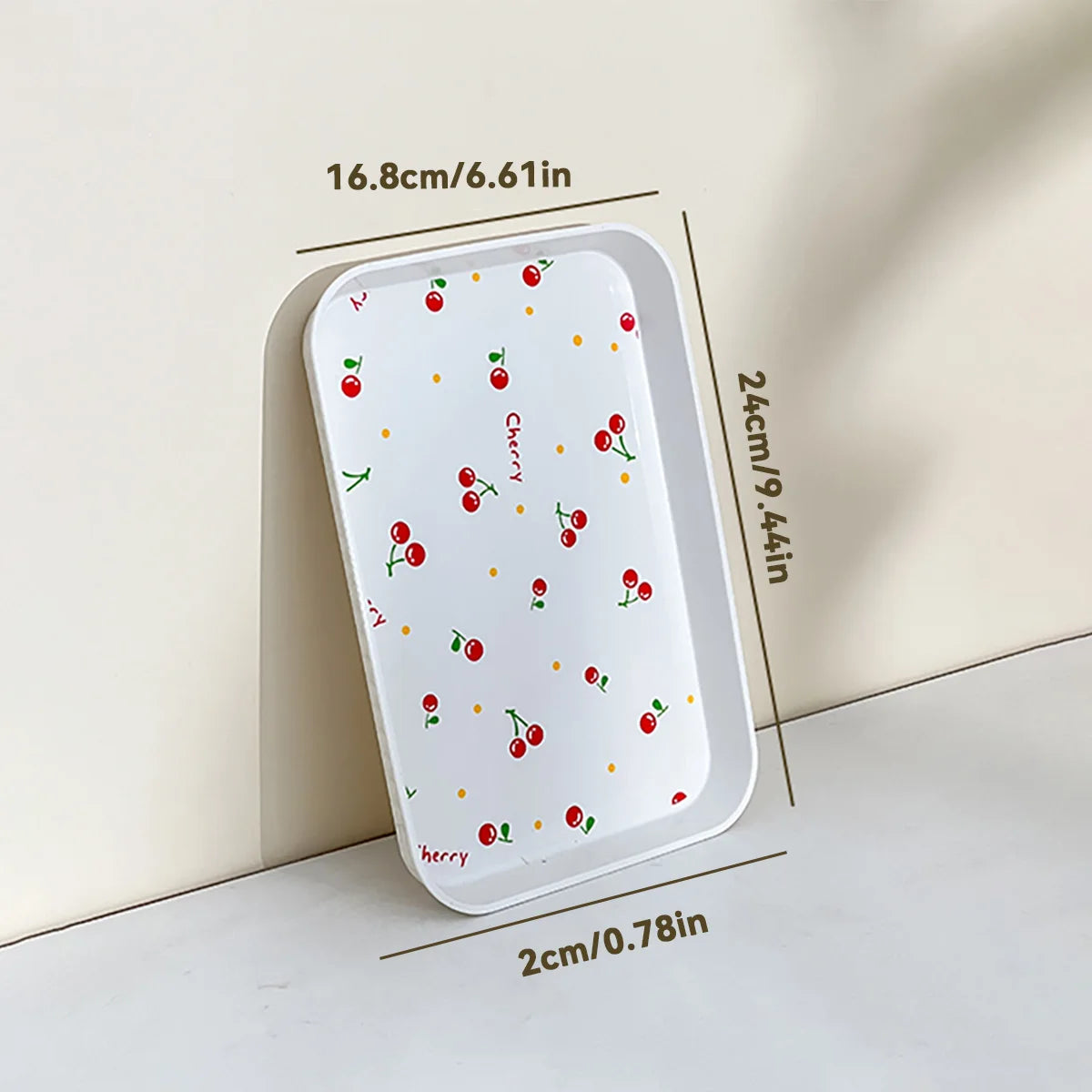 Multifunktionales Kunststoff-Serviertablett mit Kirschmuster – Obst- & Dessertteller, Küchen-Organizer, Parfum- & Schmuckablage