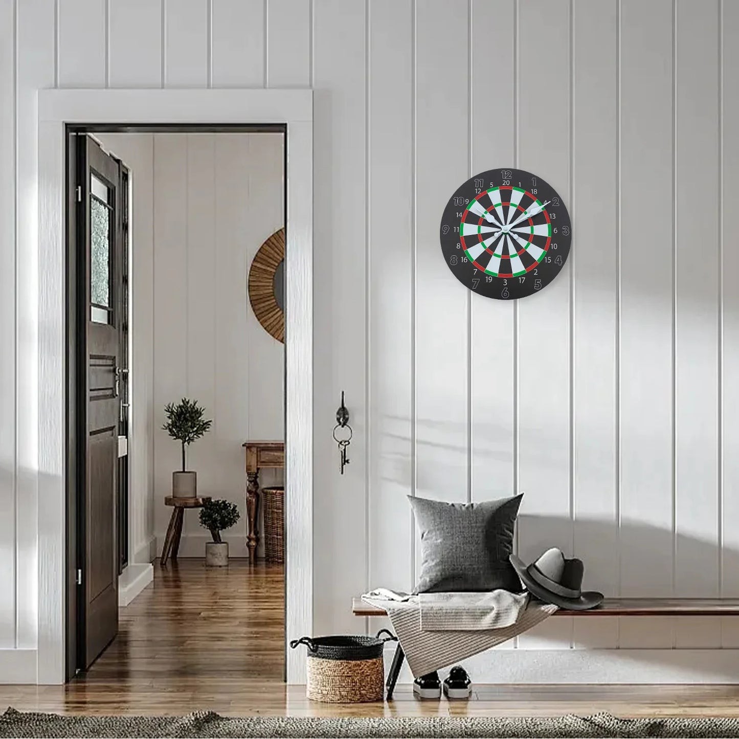 Dartboard Holz Wanduhr – Leise Quarz Deko Uhr Kaufschwan®