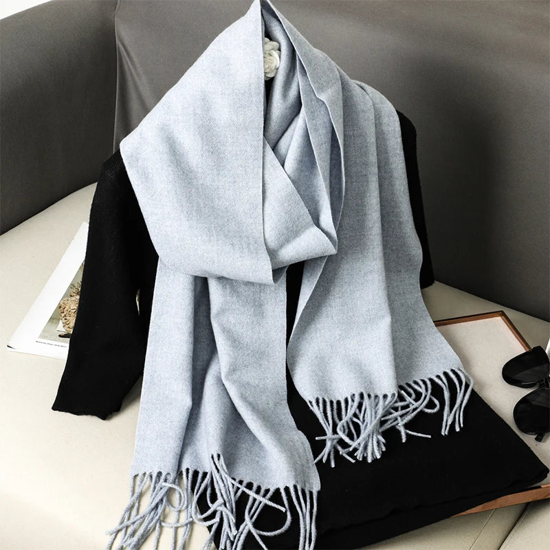Bunte Winter Schals für Damen | Langer Kaschmir-Optik Wärmeschal | Einfarbig Hijab, Umschlagtuch & Pashmina Kopftuch