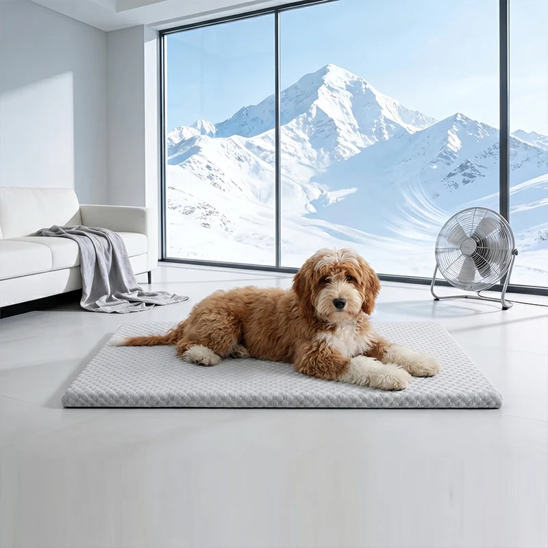 Sommer Kühlmatte für Haustiere - Dicke Atmungsaktive Schlafmatte aus Eisseide für Hunde, Katzen und Große Haustiere Kaufschwan®