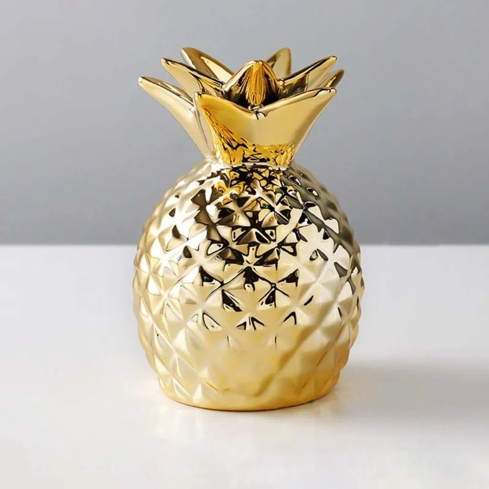 Keramik Ananas Spardose – Vergoldetes Sparglas als Tisch Dekoration Kaufschwan®