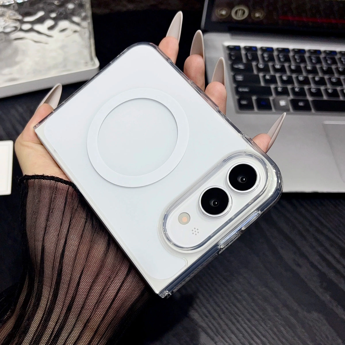 Modische Magnetische Transparente Klapphülle für iPhone Duo 18 Fold und 18 Ultra – Schutzhülle mit Fallschutz Kaufschwan®