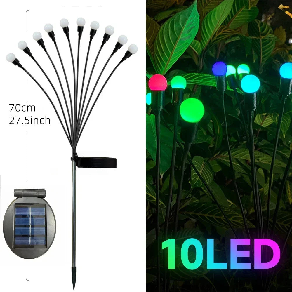 Solar Garten Glühwürmchen Lichter – Neue verbesserte solarbetriebene wasserdichte Außenbeleuchtung für Garten Dekoration Kaufschwan® 10er Bunt-LEDs 1 Stück