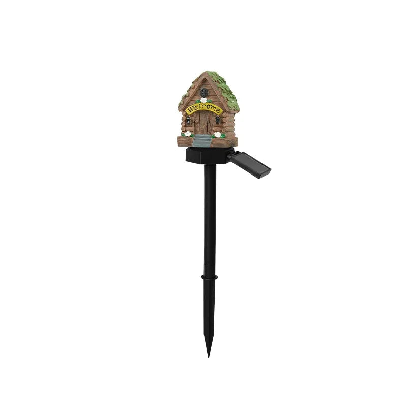 Solarbetriebene LED-Feehaus-Gartenleuchte – Miniatur-Resin-Hütte, Wasserdichte Außenbeleuchtung für Rasen & Weihnachtsdekoration Kaufschwan®
