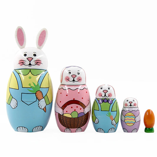 Holz Häschen Matrjoschka – Russische Nestpuppen für Kinder | Oster- & Geburtstagsgeschenk