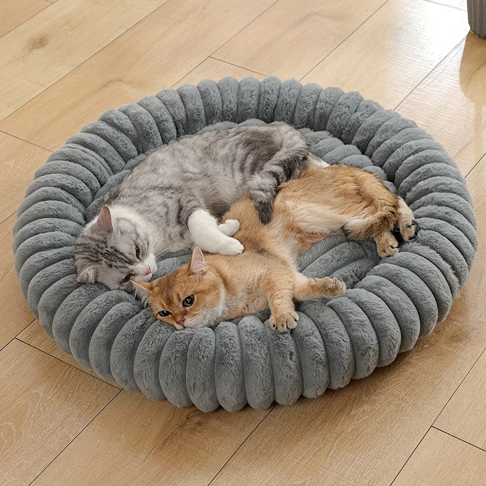 Warmes Rundes Donut-Katzenbett für Katze – Extraweiches Plüschbett & Kuscheliges Schlafnest Kaufschwan®
