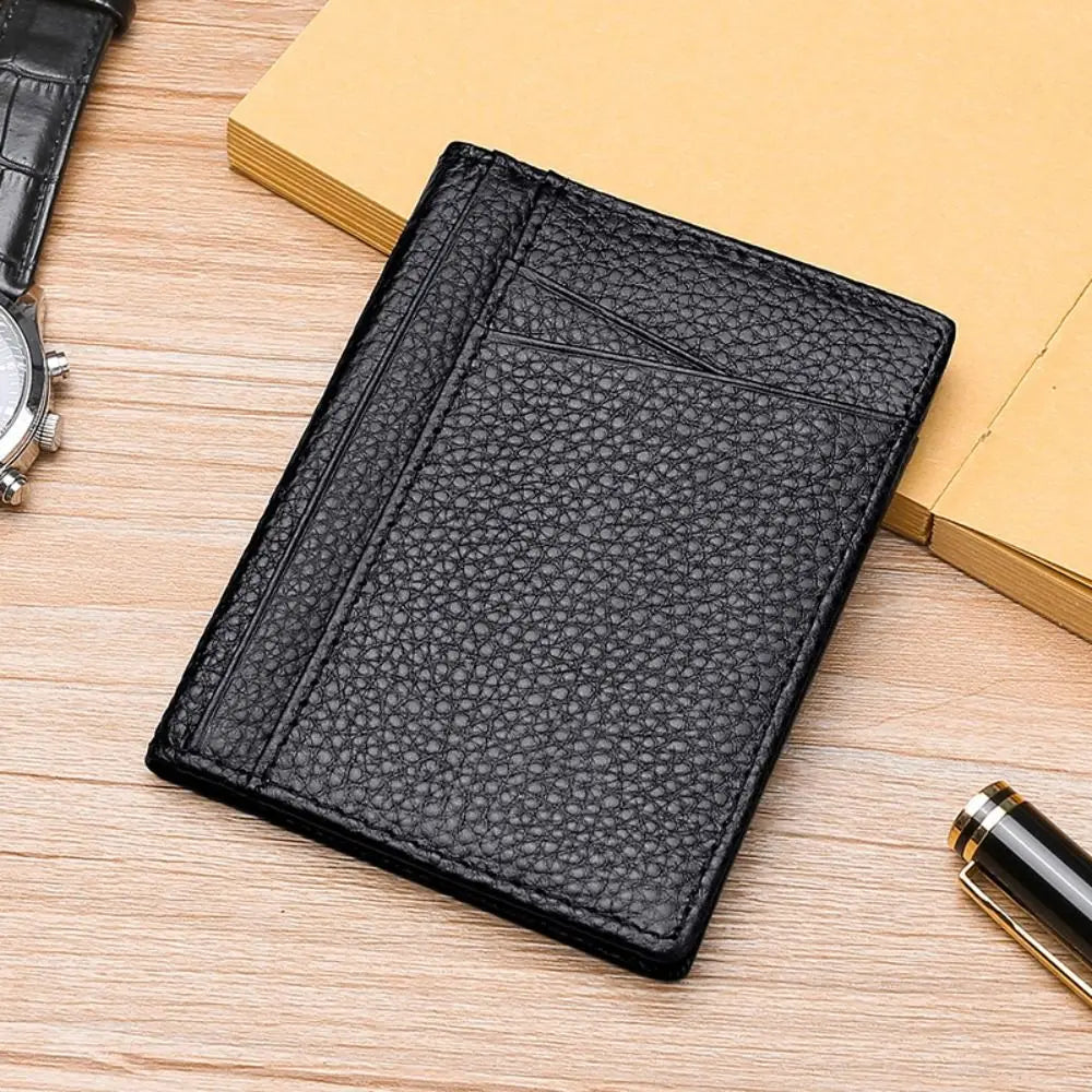 Ultradünnes Leder-Kartenetui für Damen & Herren – Tragbare Schmale Geldbörse mit Mehreren Kartenfächern Kaufschwan® Schwarz
