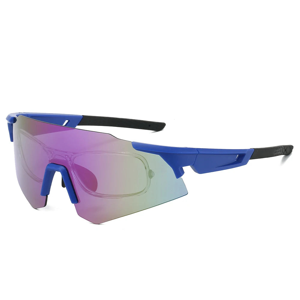 Übergroße Sportbrille/Skibrille – Modische Outdoor Sonnenbrille für Damen & Herren | Trendige Spiegelbrille mit UV400 Schutz für Radfahren & Freizeit Kaufschwan® Blau