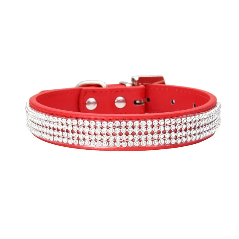 Wildleder Kristall Strass Hundehalsband Verstellbar Glitzer Halsband mit Zinklegierung Schnalle für Kleine Hunde Katzen Kaufschwan® Rot XS 1.5X30cm