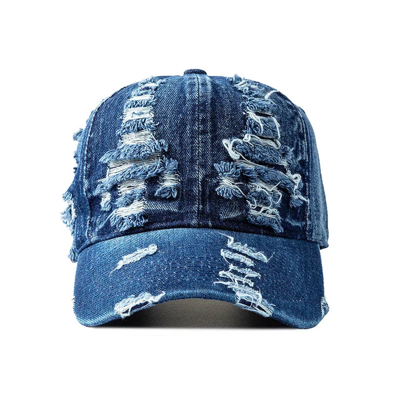 Baseballkappe aus Gewaschenem Denim | Vintage Snapback Kappe für Damen & Herren | Atmungsaktive Verstellbare Sonnenkappe für Frühling & Sommer Kaufschwan® dunkelblau 56-58cm