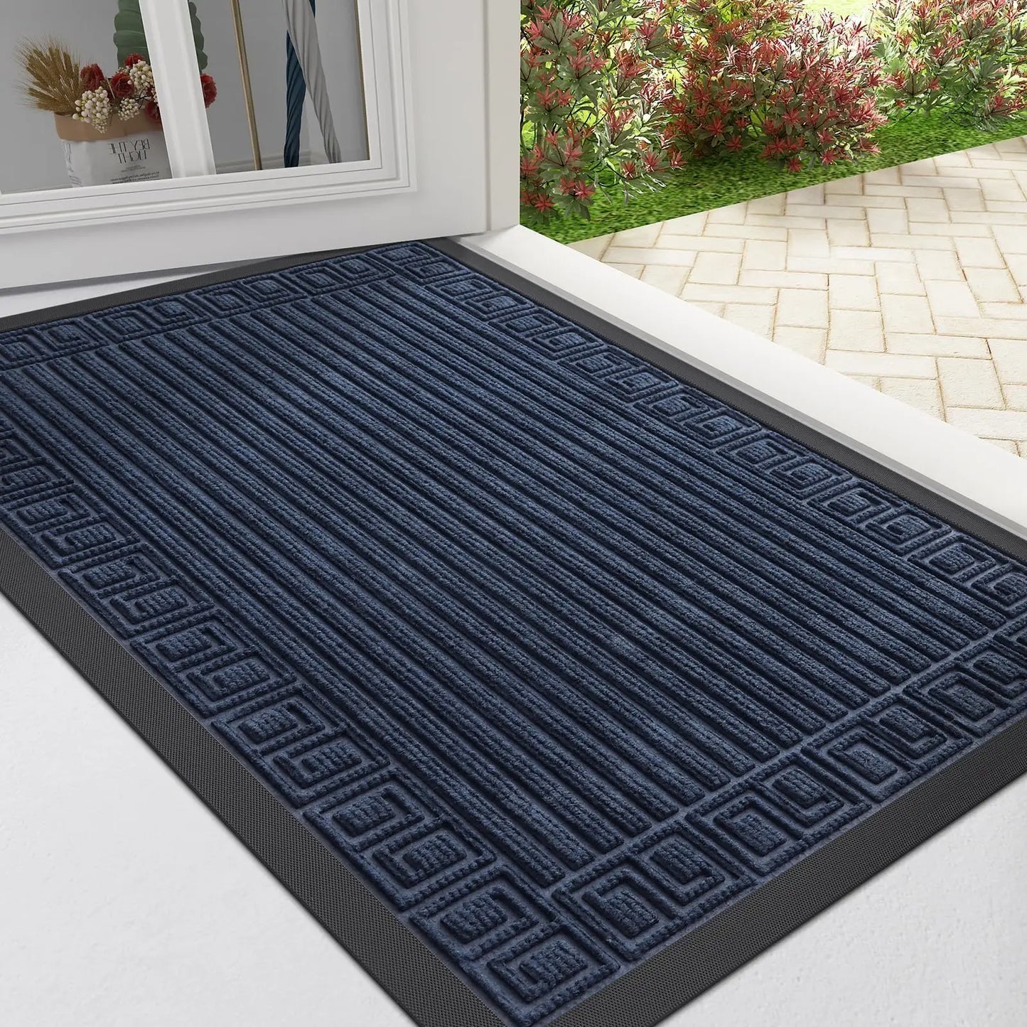 Flache Eingangsmatte – Schmutzfangend, Rutschfest für Küche & Eingangsbereich, Teppich für Wohnraum Kaufschwan® Marine 61x119.5cm