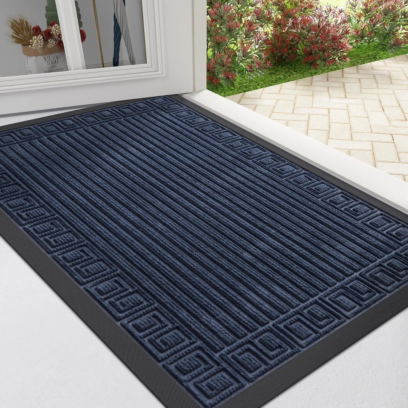 Flache Eingangsmatte – Schmutzfangend, Rutschfest für Küche & Eingangsbereich, Teppich für Wohnraum Kaufschwan® Marine 61x119.5cm