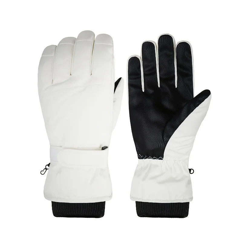 Winter Skihandschuhe – Wasserdichte Winddichte Warme Handschuhe für Damen & Herren | Touchscreen Fahrradhandschuhe & Sportzubehör Kaufschwan® Weiß L