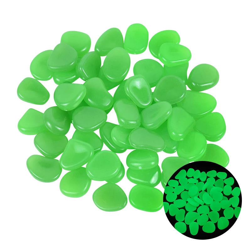 25/50 Stück Leuchtende Gartensteine – Glow-in-the-Dark Kiesel für Wege, Gartenpfade, Terrasse & Rasen Dekoration Kaufschwan® Grün1 25 Stück