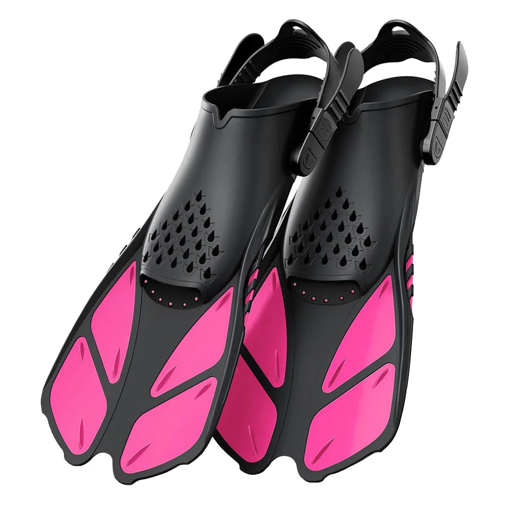 Schnorchelflossen mit verstellbaren Schnallen | Kurze Silikon Schwimmflossen | Offene Ferse Tauchschuhe für Erwachsene Herren & Damen Kaufschwan®