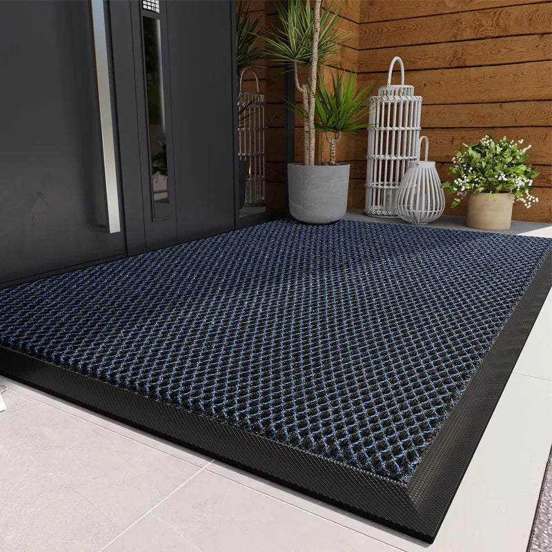 PVC-Gummi Rutschfeste Wasserabweisende Fußmatte – Elastisches Netz, Willkommensteppich für Innen & Außen, Leicht zu Reinigen (Nur Handwäsche) Kaufschwan® Blau 60x90cm