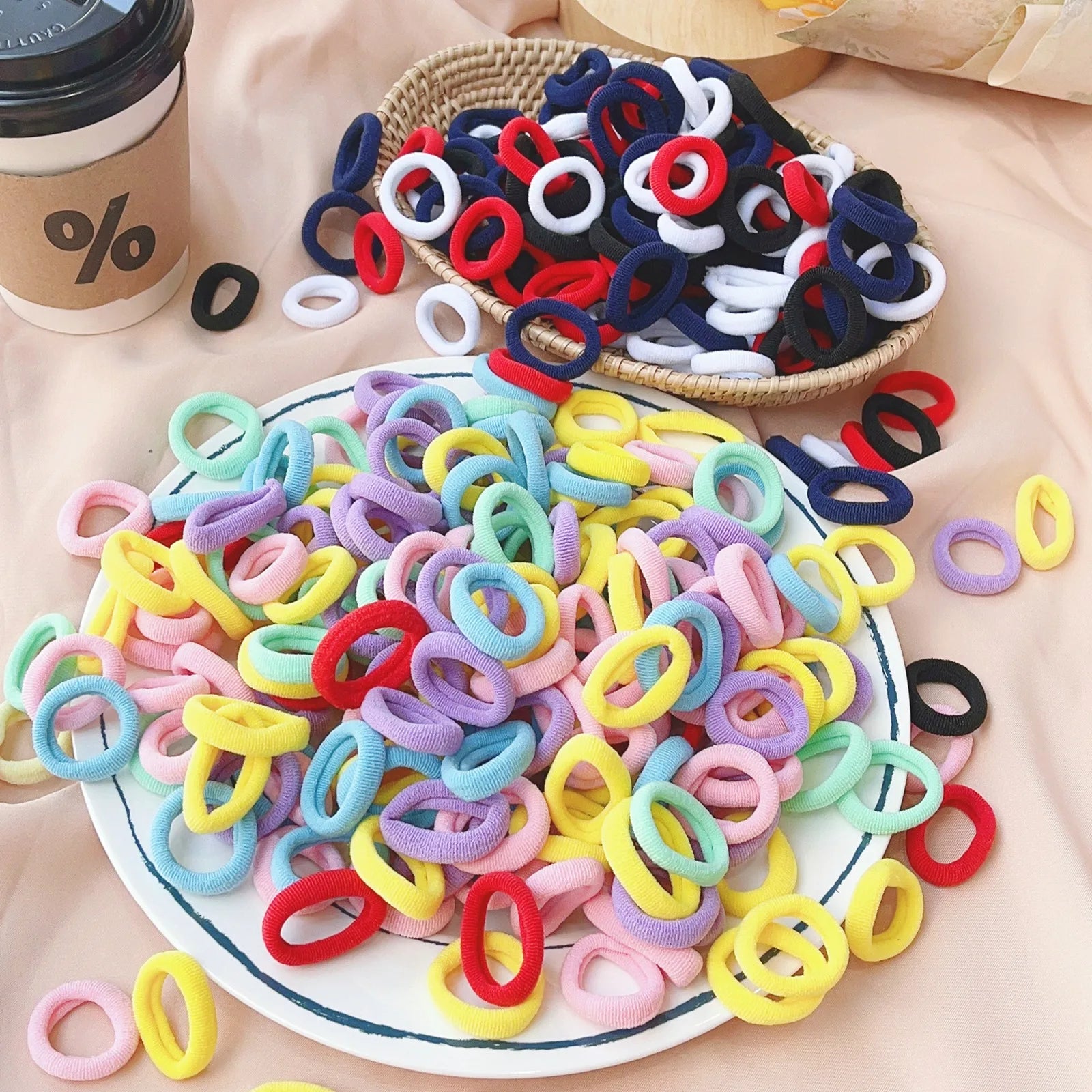 20/50 Stück Elastische Haargummis für Kinder | Bunte Süße Scrunchies & Haargummis für Mädchen & Babys | Weiche Haar-Accessoires Kaufschwan®