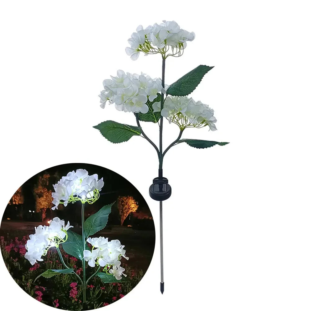 Solar Hydrangea Gartenlichter – LED Blumenleuchten mit Erdspieß für Außenbereiche & Frühlingsdeko Kaufschwan® Weiß