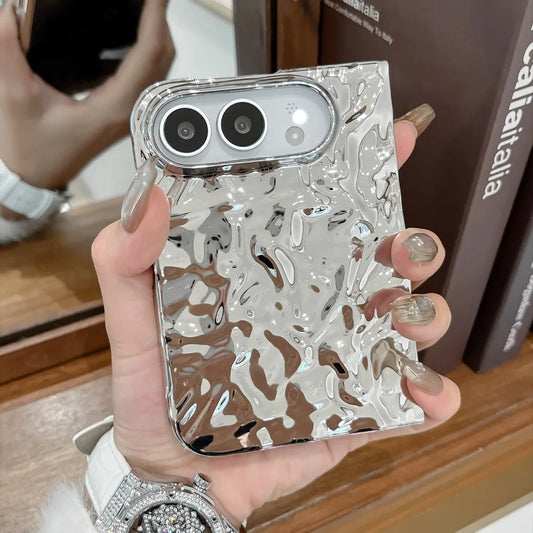 Galvanisierte Schutzhülle mit Wasserwellenstruktur für iPhone Duo Fold – Farbige Hart-PC-Hülle mit Stoß- und Scharnierschutz Kaufschwan®