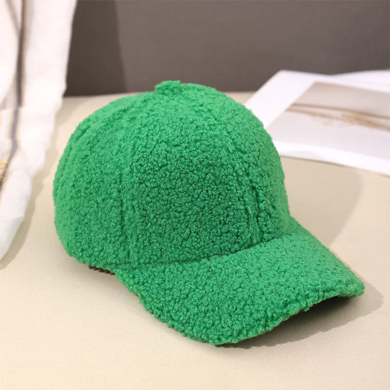 Neue 16 Farben Herbst Winter Baseballkappe | Damen Kappe aus Kunstlammwolle | Warme Plüsch Baseballkappe Kaufschwan®