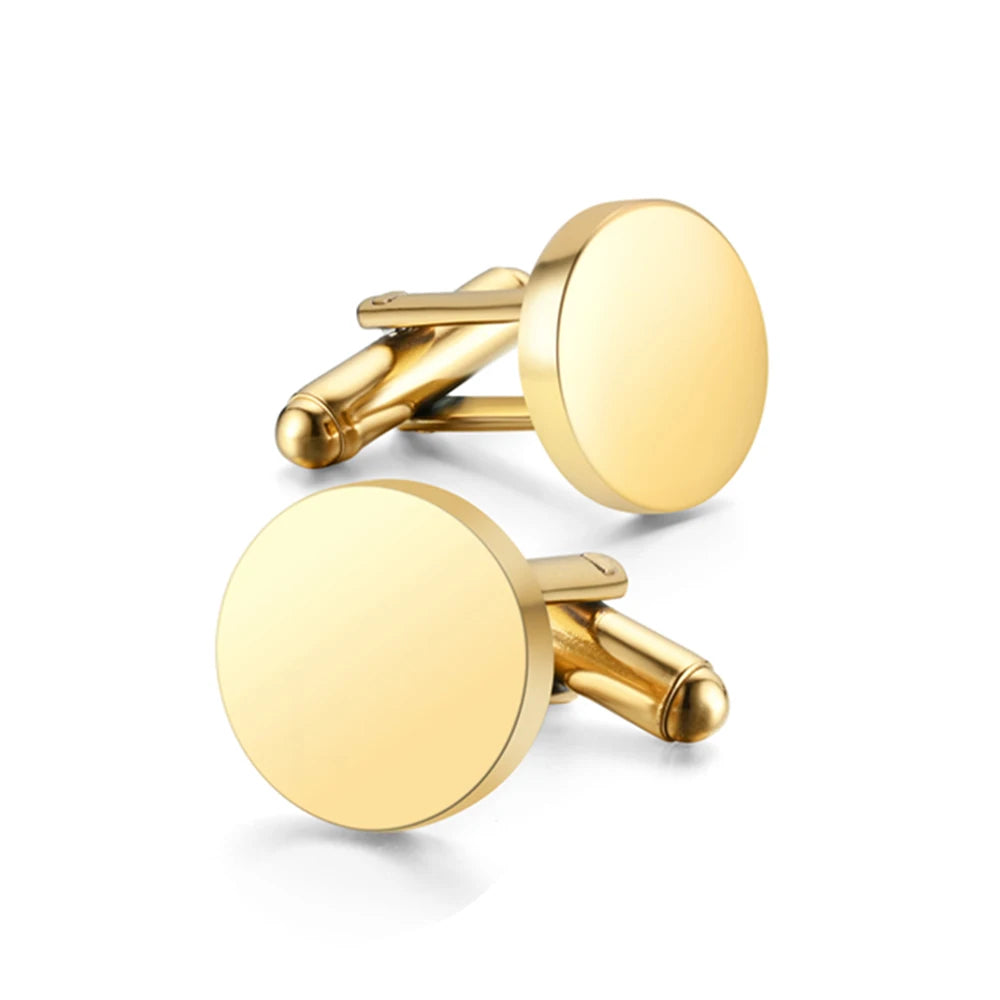 Edelstahl Manschettenknöpfe Blanko Rund – Hochglanzpoliert | DIY Schmuck Zubehör für Gravur & Personalisierung (15mm/18mm/20mm) Kaufschwan® Gold