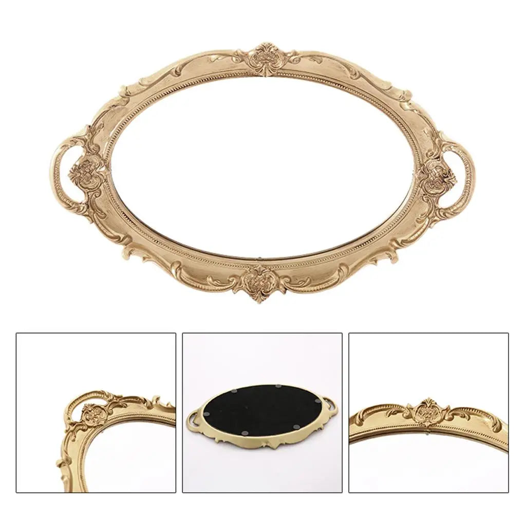 Vanity-Tablett im Europäischen Retro-Stil – Schmuck-, Kosmetik- & Parfum-Ablage mit Spiegel für Schminktisch & Wohndekoration Kaufschwan®