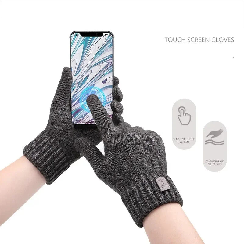 Herren Winterhandschuhe – Warme Strickhandschuhe mit Fleece-Futter | Touchscreen Vollfinger Handschuhe für Kaltes Wetter Kaufschwan®