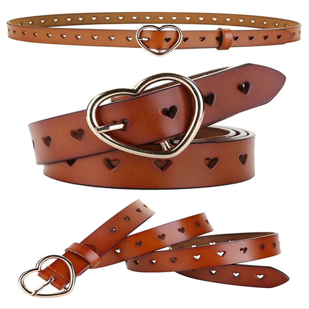Damen Herz Gürtel – Schlicht & Hochwertig | Reiner Farbton Freizeitgürtel für Jeans, Hosen & Alltag