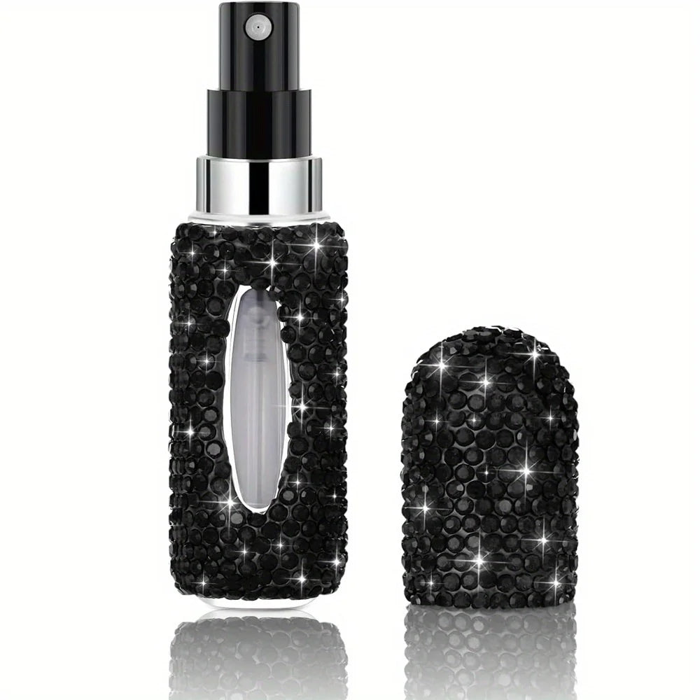 Bling Spray Bottle Rhinestone Perfume Travel Refillable Perfume Atomizer Bottle 5ml Portable Mini Perfume Spray Dispensers Gift Kaufschwan® Schwarz 5ml
