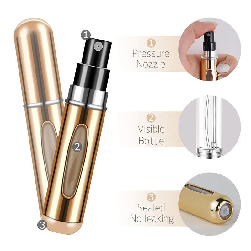 1/4Pcs 5ml Perfume Atomizer Portable Liquid Container for Cosmetics Traveling Mini Aluminum Spray Empty Refillable Bottle Kaufschwan®