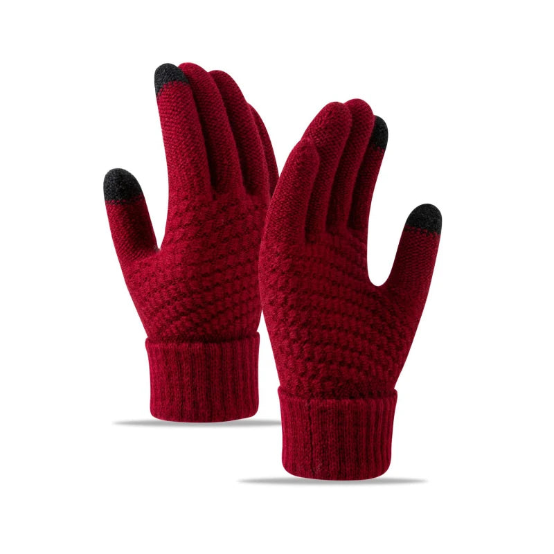 Winter Touchscreen Strickhandschuhe – Warme Unisex Vollfinger Handschuhe | Verdickte Strickhandschuhe aus Kunstwolle für Damen & Herren Kaufschwan®