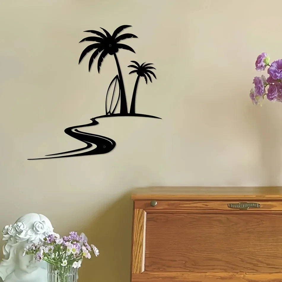 Strand Kokospalmen Metall Wandbild – Innen & Außen Küstendekoration Kaufschwan®