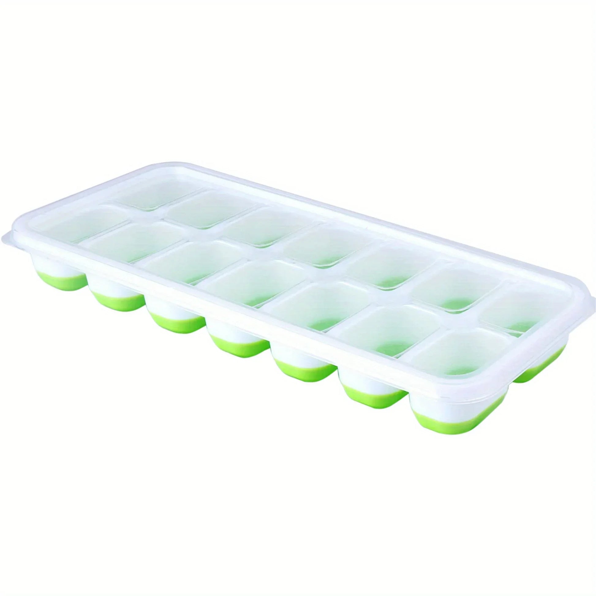 Flexible Eiswürfelform aus Silikon – Leicht lösbare Eiswürfel mit Deckel Kaufschwan® Grün