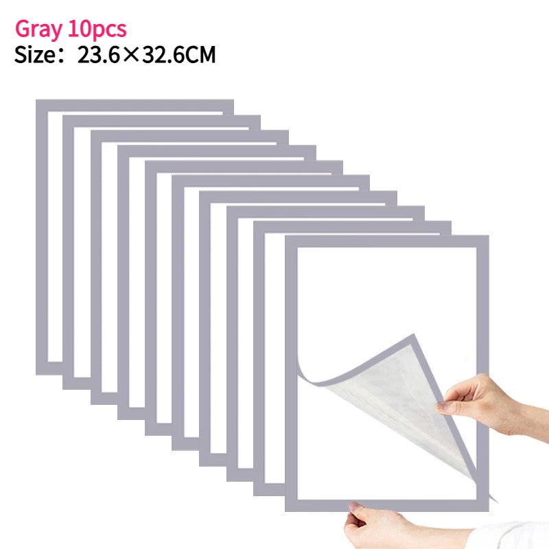 Magnetischer Bilderrahmen Set – Wiederverwendbarer Kunststoffrahmen für Wanddekoration Kaufschwan® Grau 10 Stück