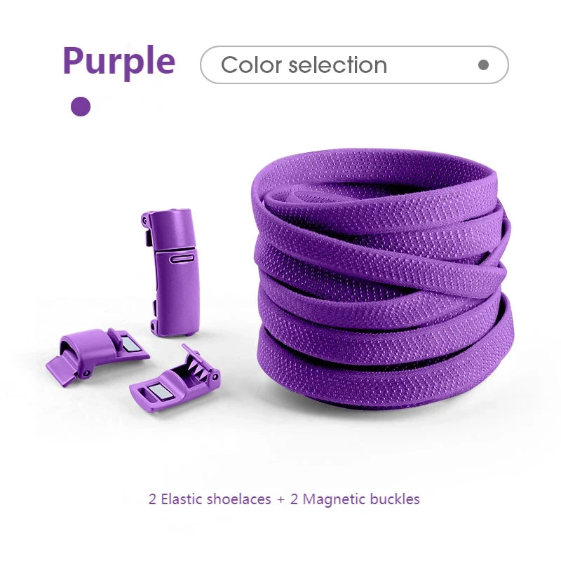 Magnetische No-Tie Elastische Schnürsenkel – Schnelles Verriegelungssystem für Sneaker | Unisex Schuhzubehör für Kinder & Erwachsene, 1 Paar Kaufschwan® Lila