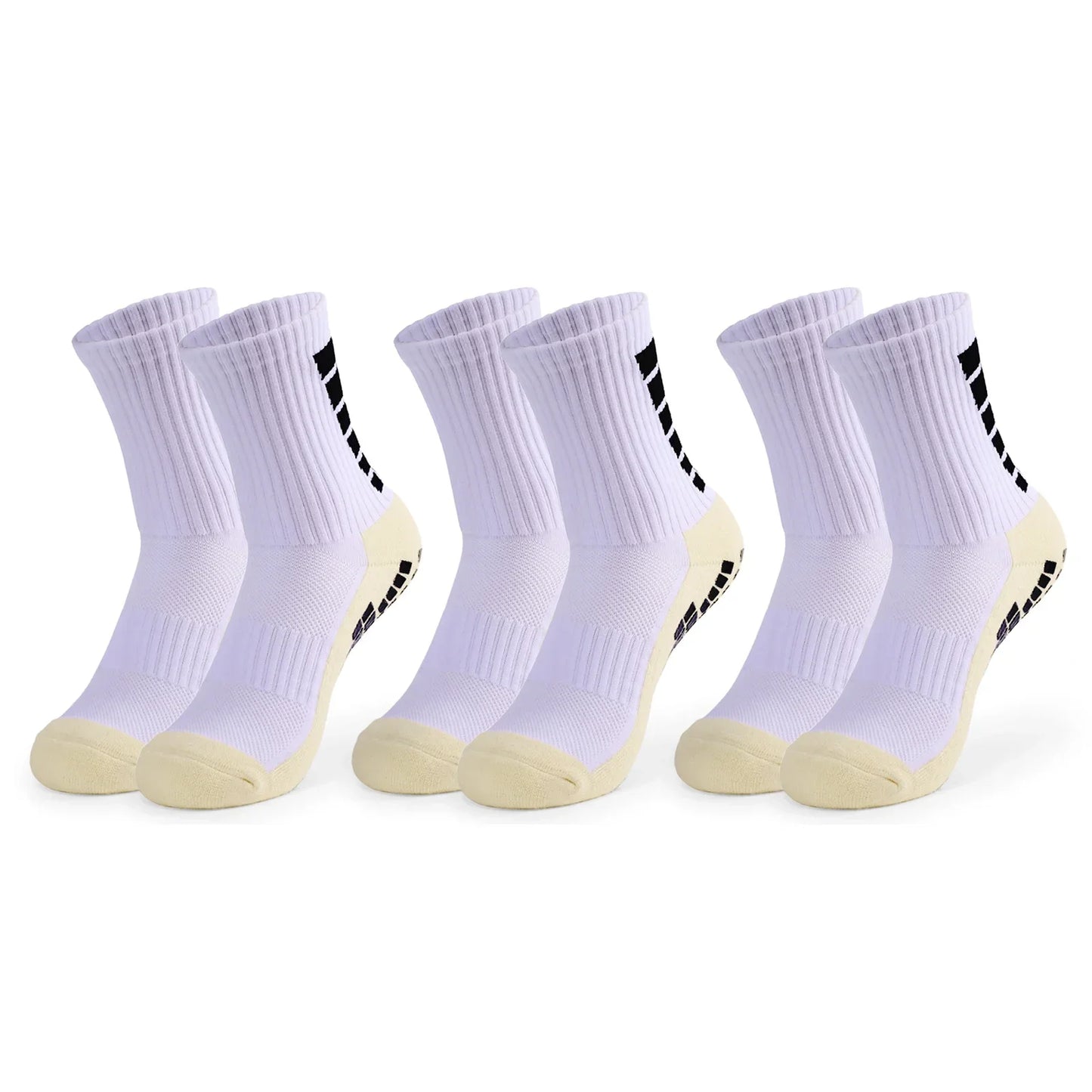 Herren Anti-Rutsch-Sportsocken | Fußball, Basketball, Volleyball, Laufen, Trekking & Wandern Kaufschwan® Weiß 3 Paare