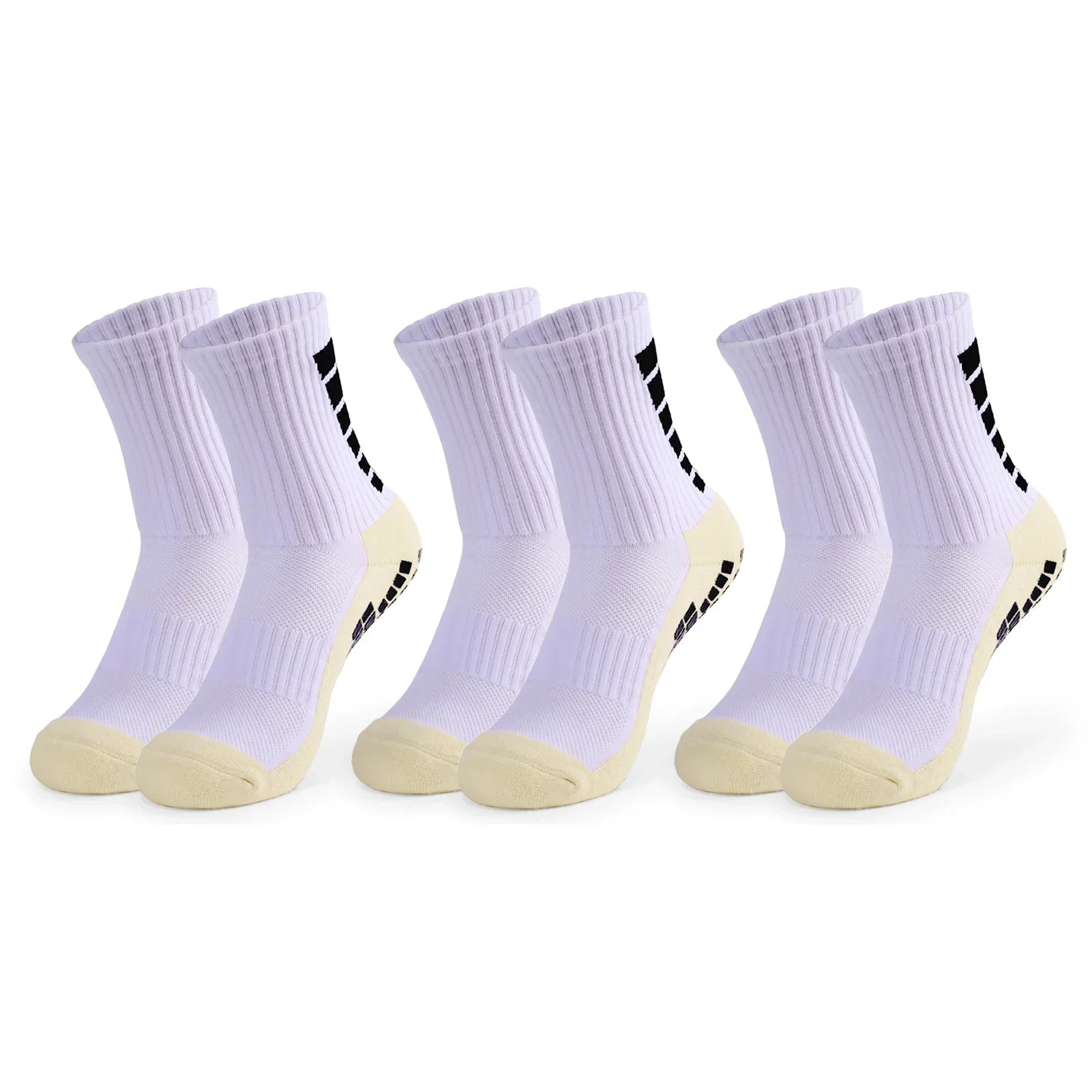 Herren Anti-Rutsch-Sportsocken | Fußball, Basketball, Volleyball, Laufen, Trekking & Wandern Kaufschwan® Weiß 3 Paare