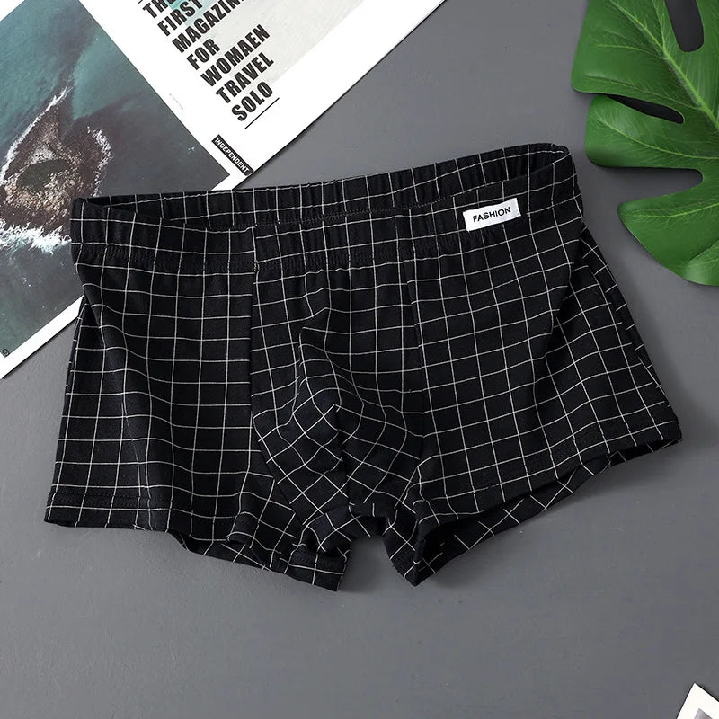 3er-Pack Herren Boxershorts aus Baumwolle | Atmungsaktive Kariert Boxershorts | Bequeme Unterwäsche | Größen M–3XL Kaufschwan® Schwarz M