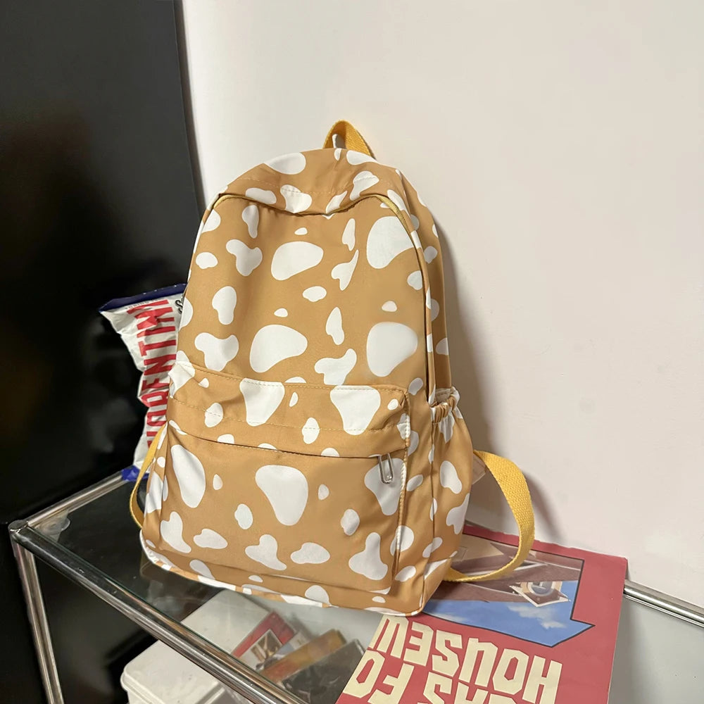Rucksack mit Kuhmuster für Damen | Leichter & Vielseitiger Studenten-Rucksack | Gymnasium & Alltag Kaufschwan® Gelb