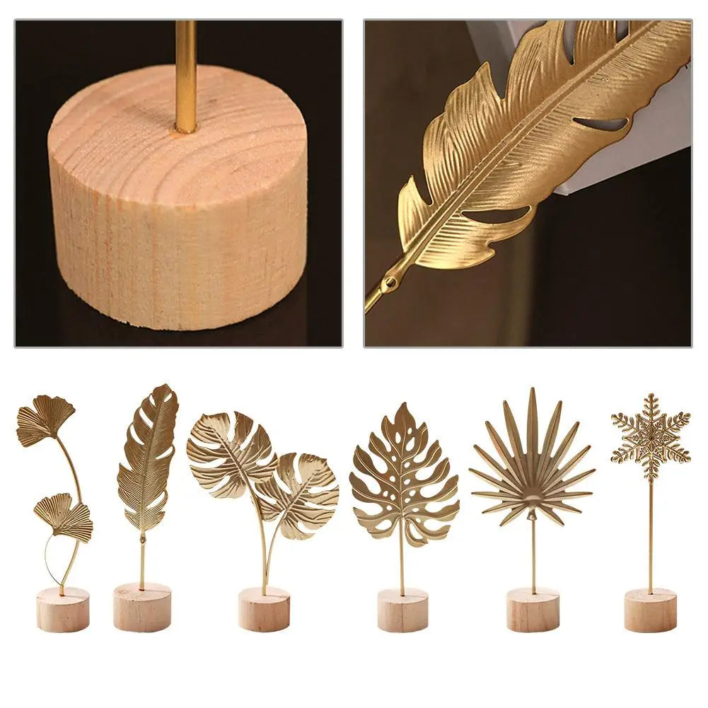 Nordische Eisen Ginkgo-Blatt Dekoration – Light-Luxury Metall Ornament für Wohnzimmer, Flur und Weinschrank