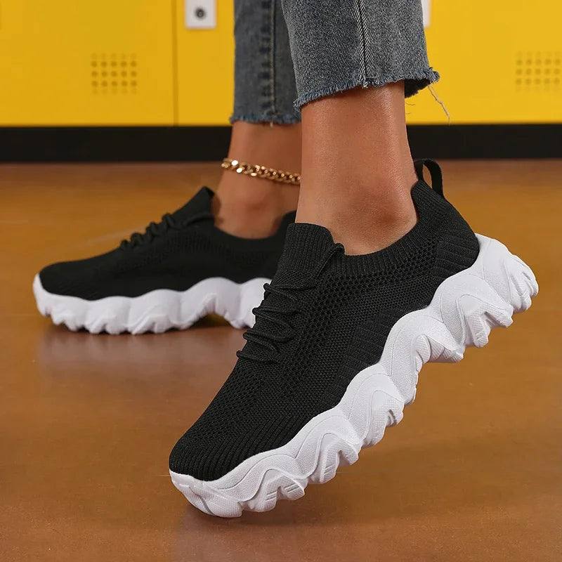 Damen Mesh-Sneaker mit Schnürung – Leichte Atmungsaktive Schuhe | Modische Bequeme Trainings- & Walkingschuhe Kaufschwan®