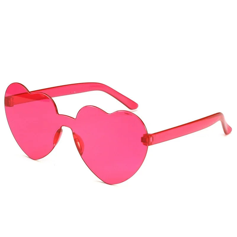 Randlose Herzförmige Polarisierte Sonnenbrille – Farbenfrohe Getönte Sonnenbrille mit UV400-Schutz und Polycarbonatgläsern für Damen und Mädchen Kaufschwan® Rosenrot