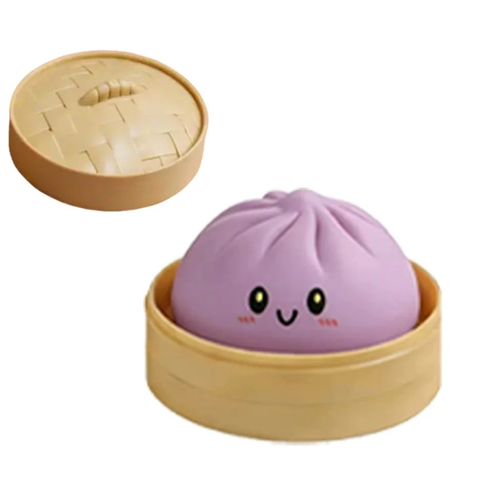 Niedliches Buntes Dumpling-Squishy – Weiches Slow-Rising Brötchen-Knautsch-, Fidget- & Sensorikspielzeug zum Stressabbau für Kinder und Erwachsene Kaufschwan® Lila