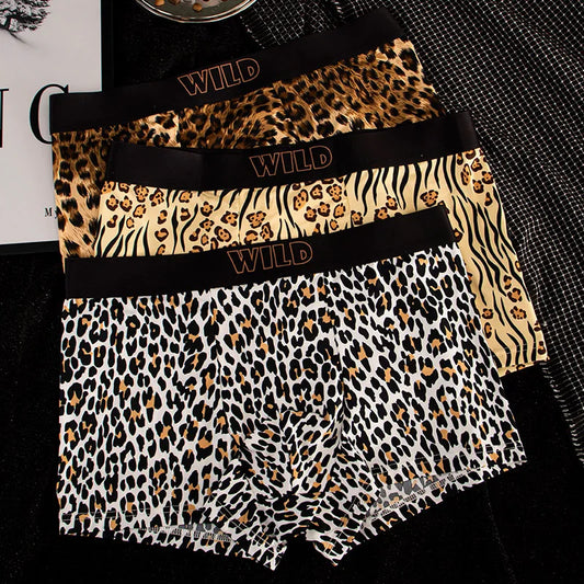 Leoparden-Print Herren Boxershorts | 1er oder 3er-Pack Bequeme Baumwollunterwäsche | Atmungsaktive Boxershorts | Größen M–XXL Kaufschwan® Gold Gelb Weiß M