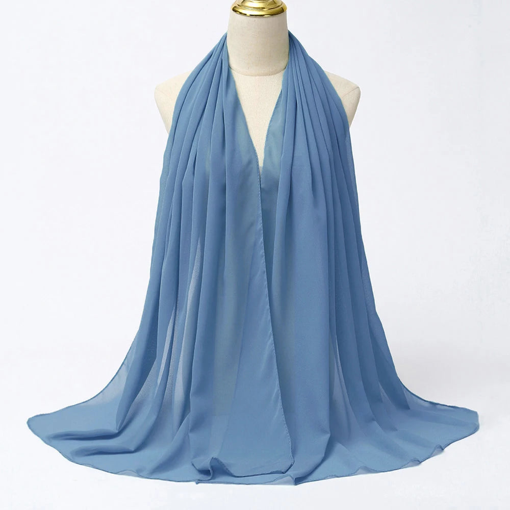 Muslimischer Chiffon Hijab Schal – Damen Langer Einfarbiger Kopf Schal | Eleganter Jersey Schleier & Modisches Umschlagtuch
