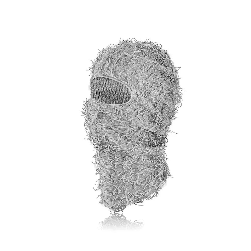 Motorrad Hip-Hop Balaclava – Gestrickte Vollgesichts-Skimütze im Used-Look | Damen Outdoor Camouflage Fuzzy Beanie Wintermütze