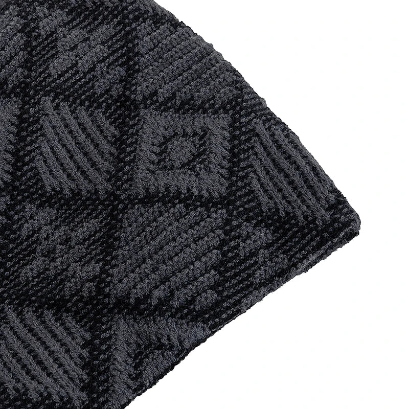 Unisex Winter Mütze – Farbblockierte Diamant-Strickmütze mit Plüschfellfutter | Warme Outdoor-Mütze für Damen & Herren Kaufschwan®