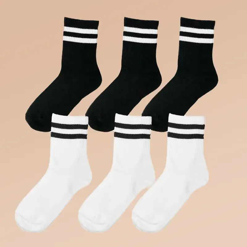 5/10 Paare Damen Gestreifte Kniestrümpfe | Bequeme & Atmungsaktive Mittellange Socken & Strümpfe Kaufschwan®