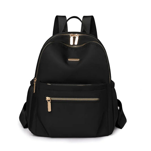 Großraum-Rucksack für Damen | Nylon Freizeit-Reise-Rucksack | Vielseitiger Solider Tagesrucksack für Frauen Kaufschwan® Schwarz