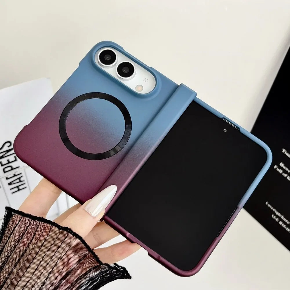 Magnetische Schutzhülle mit Farbverlauf für iPhone Duo Ultra 18 Fold – MagSafe-Kompatible Matte Hart-PC-Hülle mit Scharnierschutz Kaufschwan®